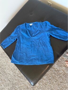 J Jill Cotton Gauze Top Topaz Blue SP